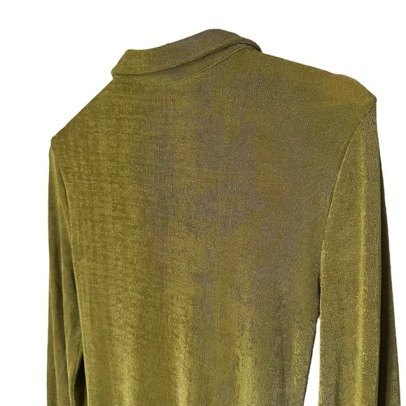 🔆 12th Tribe Olive Green Ruched Button Down Mini Dress, Medium - Picture 4 of 6